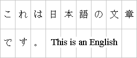 横組みレイアウトの日本語・英語混在テキストに適用された layout-grid-line の例